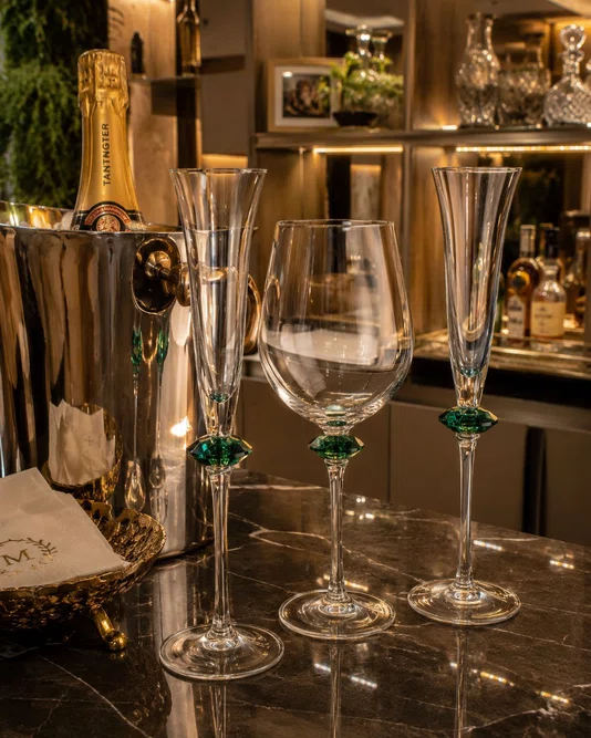 Conjunto 6 Taças Diamond Champanhe 1 Diamante Cristal - In Casa