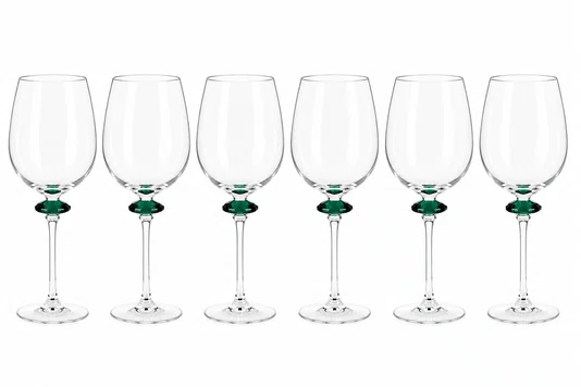 Taça Diamond Vinho 6 Peças Diamante Cristal Verde - In Casa
