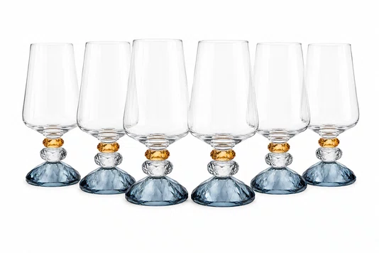 Conjunto 6 Taças Diamond Vinho 3 Diamantes Cristal - In Casa