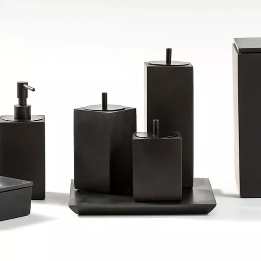 Conjunto Acessórios Quadrado 4 Peças Preto Fosco - Resimetal