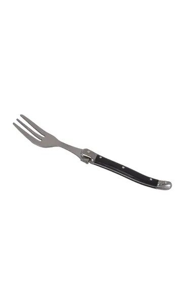 Conjunto de 06 Garfos Sobremesa Preto Luxo com Bandeja de Madeira - Laguiole La Tour