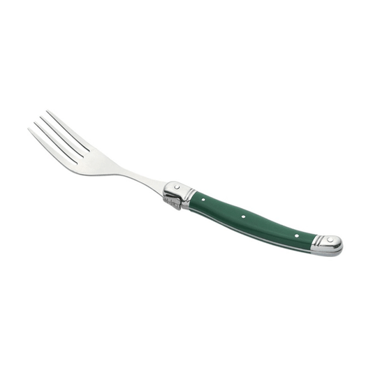 Conjunto de 06 Garfos Sobremesa Verde Luxo com Bandeja de Madeira - Laguiole La Tour