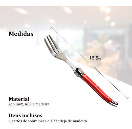 Conjunto de 6 Garfos para Sobremesa Luxo - Laguiole La Tour
