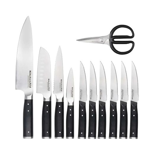 Conjunto Facas Forjadas com Cepo Afiador 12 Peças - Kitchenaid