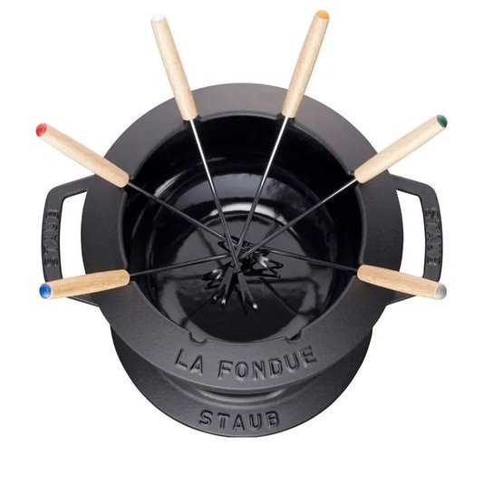 Conjunto fondue preto de ferro fundido 20cm - STAUB