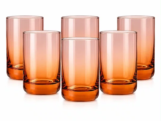 Copo Baixos Canon em Vidro Laranja 240ml 06 Peças - L`hermitage