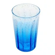 Copo Longo Acrílico Detalhes Bolhas Degradê Azul - Entrecasa