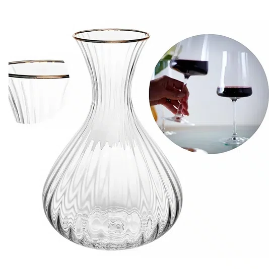 Decanter de Cristal Ecológico com Fio de Ouro Optic 1,5l - Wollf