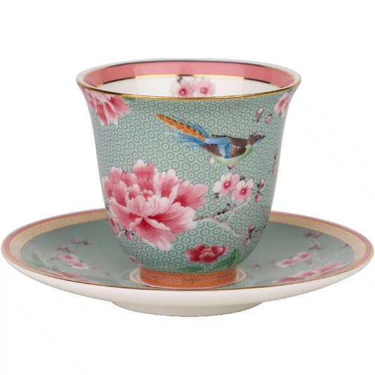 Duo Xícara de Café Blue Orange Peony 80ml - Tea Delight