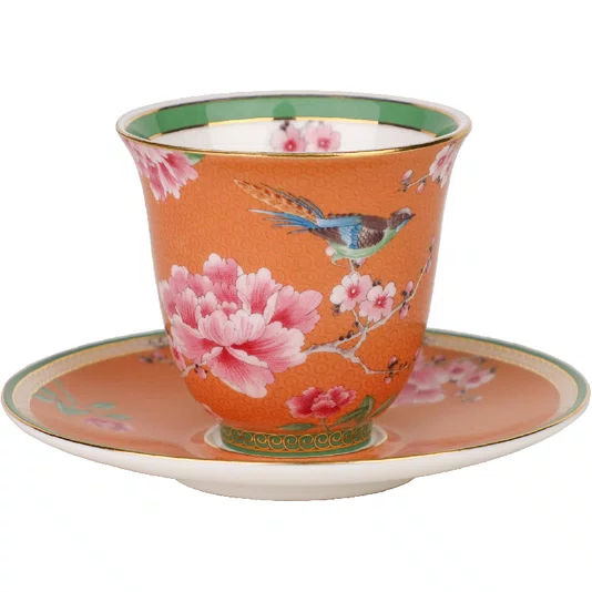 Duo Xícara de Café Blue Orange Peony 80ml - Tea Delight