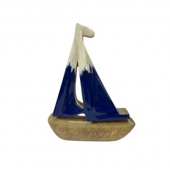 Escultura Barco em Madeira Pintura Degradê 25x20cm - Entrecasa