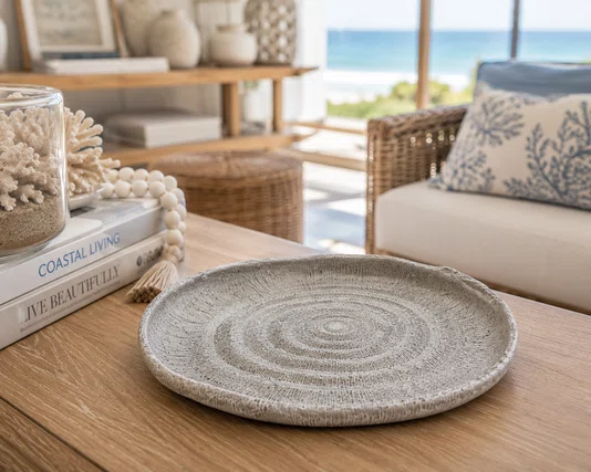 Escultura Coral Oval Resina 36,8x25x5cm