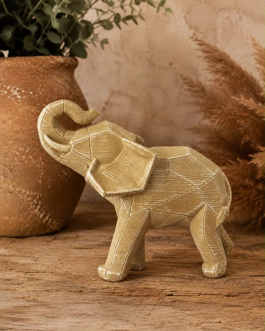 Escultura Elefante Geometrico Medio em Po