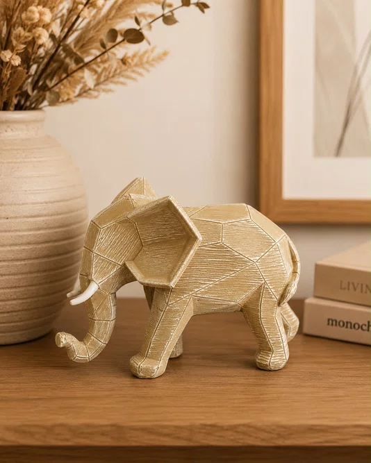 Escultura Elefante Geometrico Pequeno Resina 19,5 X 8,5 X 14CM