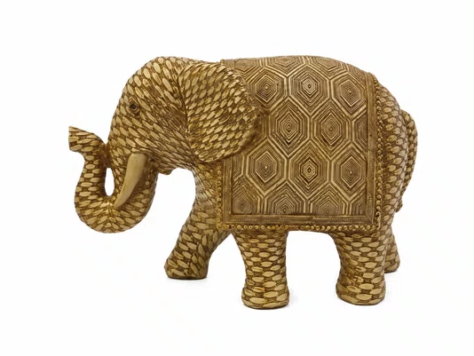 Escultura Elefante Palha Grande em Resina 30 X 12 X 21,5CM