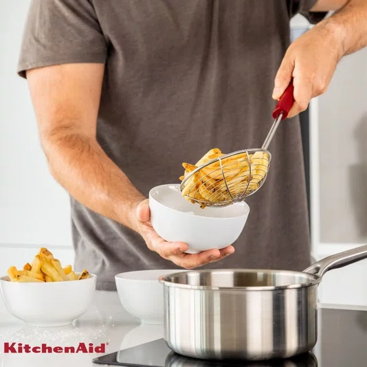 Escumadeira Inox Fritura Cozinha Vermelha - Kitchenaid