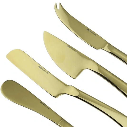 Faca para Queijo Inox Dourado 4 Peças