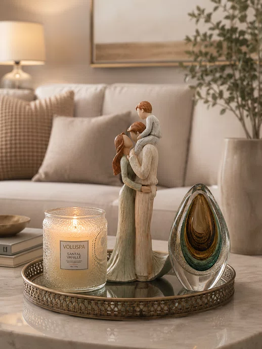 Figura Decorativa Familia de Resina 12cm X 11cm X 28,5cm