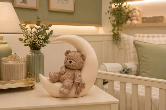 Figura Decorativa Ursinho Na Lua Teddy Charm 17x7,5x18