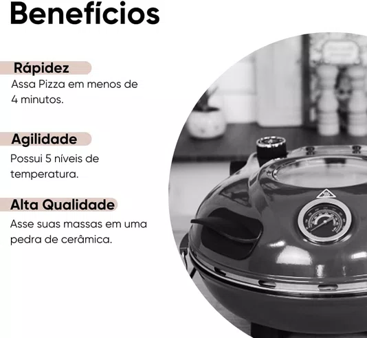 Forno de Pizza Elétrico Grafite 220v Davvero - Labravia