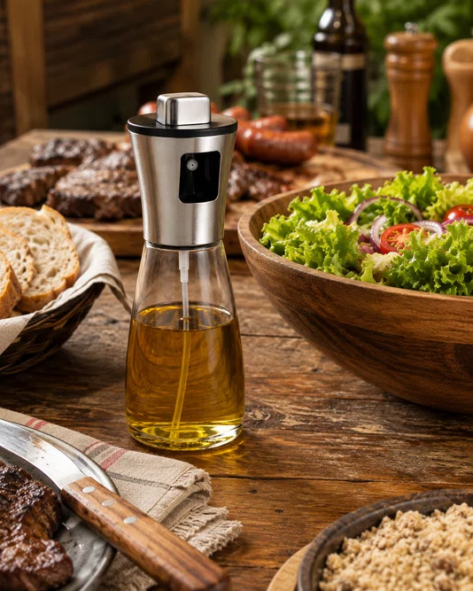 Galheteiro com Borrifador em Vidro e Tampa em Aço Inox 180ml - Full Fit