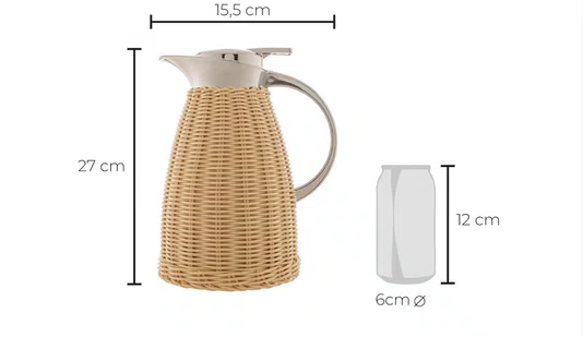 Garrafa Termica Aço Inox Rattan Bege 1,5l