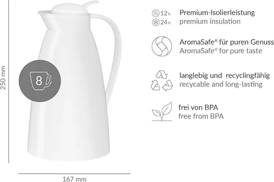 Garrafa Térmica Alemã Eco Branca 1l - Alfi