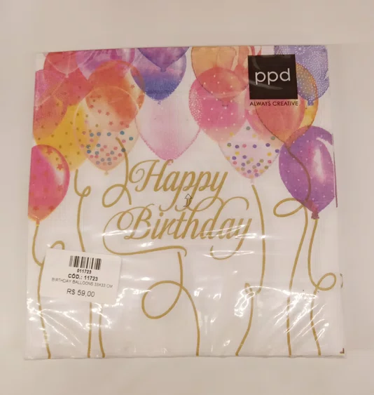 Guardanapo de Papel Birthday Balloons 33x33 Cm - Ambiente