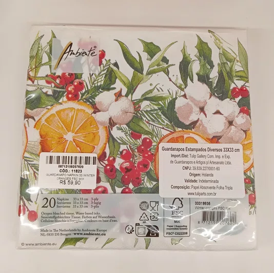 Guardanapo de Papel Winter Oranges - Ambiente