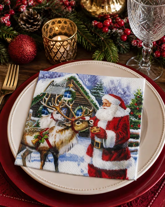 Guardanapo Papel Natal Cabana Alce 33x33 20 Folhas - Ambiente