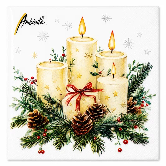 Guardanapo Papel Natal Velas 33x33 20 Folhas - Ambiente