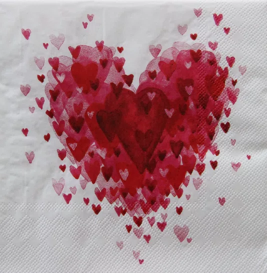 Guardanapo Papel 33x33 Hearts Red