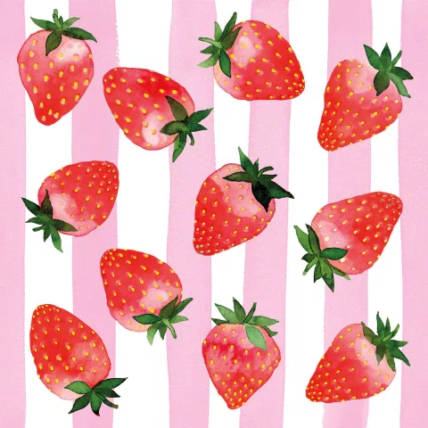 Guardanapo Papel 33x33 Strawberry Stripes