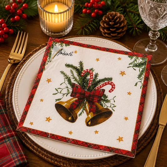 Guardanapo Papel Natal Sinos White 33x33 20 Folhas - Ambiente