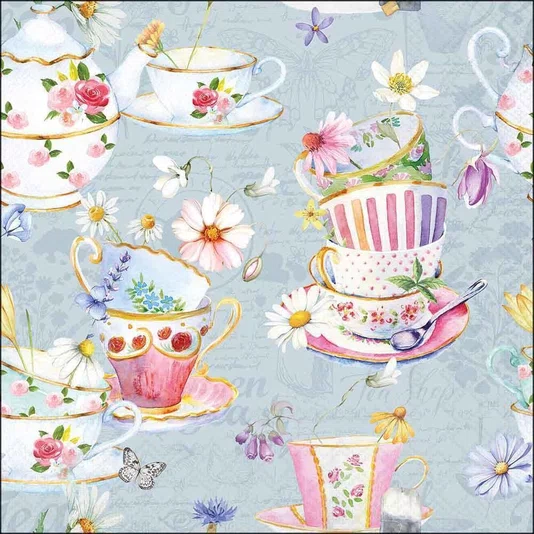 Guardanapo Papel Tea Cups Blue
