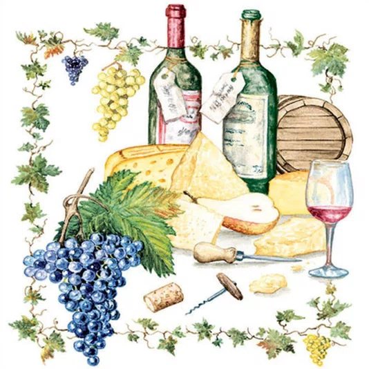 Guardanapo Wine And Cheese Fsc Mix - Ambiente