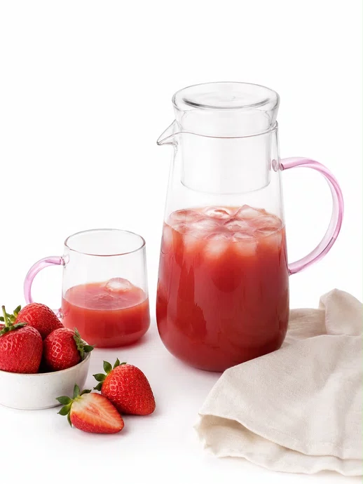 Jarra Muringa de Vidro Alça Fun Rosa 1,3 L