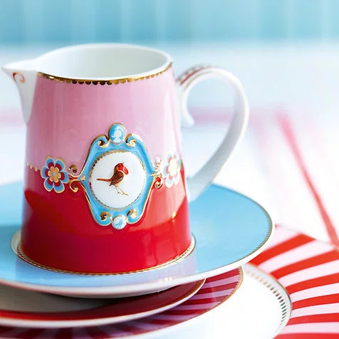 Jarra Pequena Medallion Rosa Vermelho Love Birds