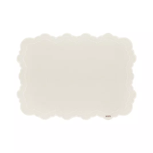 Jogo 2 Lugares Americano Corino Leto Off White - Mameg