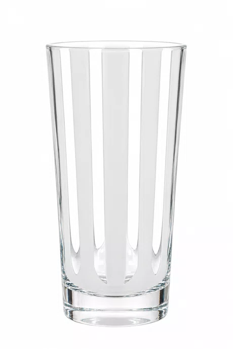 Jogo 6 Copos Alto Acrilico Listras Branca 600ml - Btc