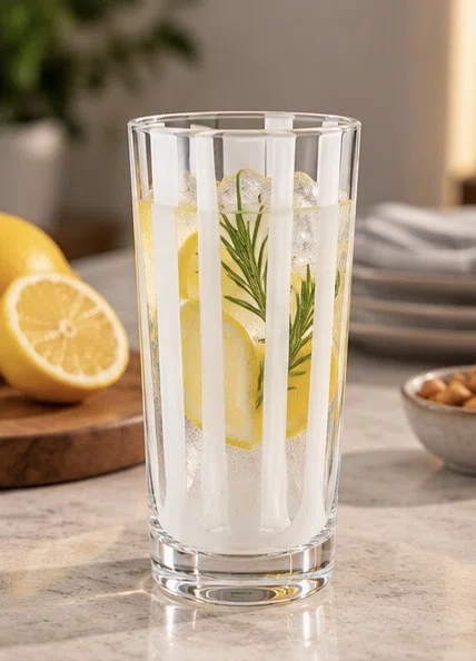 Jogo 6 Copos Alto Acrilico Listras Branca 600ml - Btc