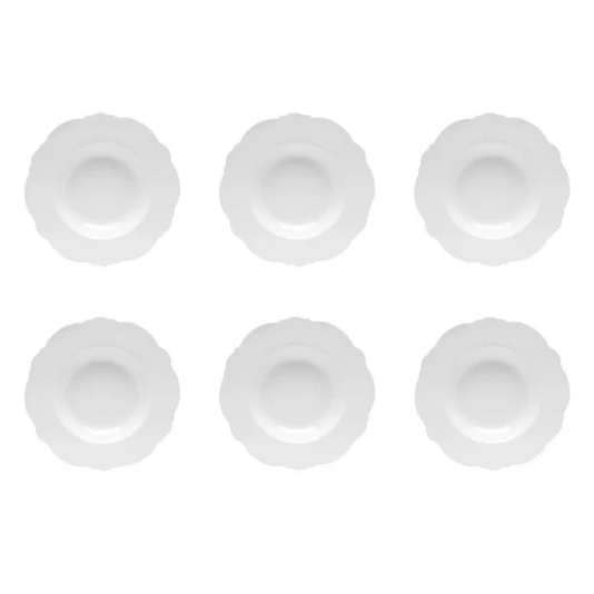 Prato fundo Porcelana Maldivas Branco 6pcs 23cm