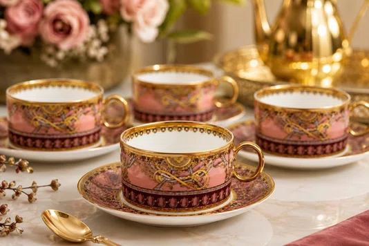 Jogo de 8 Peças para Café Rocaille Salmão 80ml - Full Fit