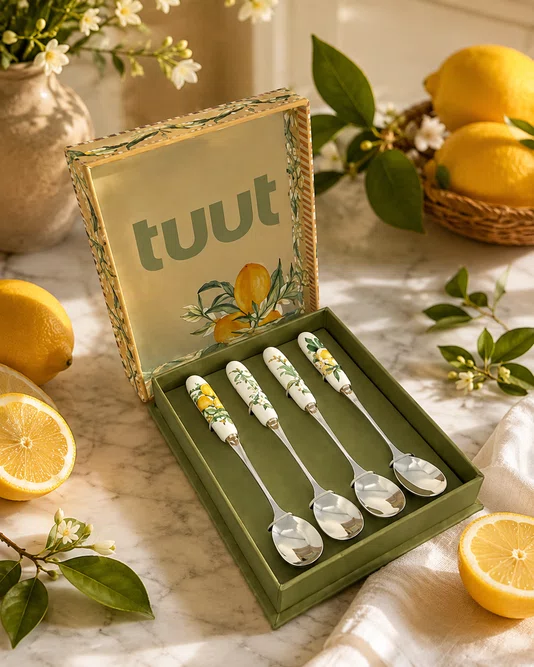 Jogo de Talher Colher Sobremesa Limone com 4 Peças