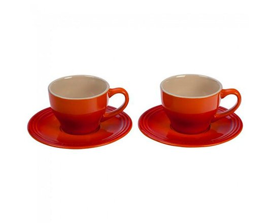 Kit 2 Canecas 70ml Espresso com Pires Laranja - Le Creuset