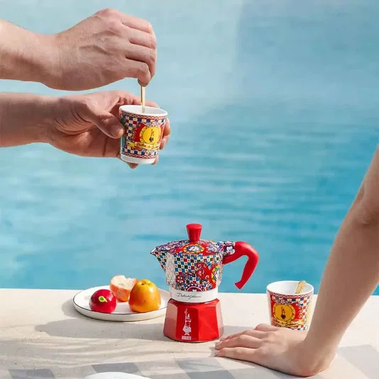 Kit Cafeteira Italiana Moka 2 Xíc Dolce & Gabbana Carretto - Bialetti