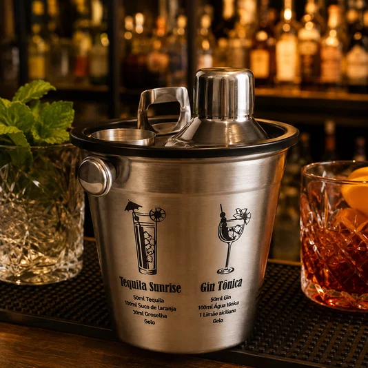 Kit Caipirinha 5 Peças Aço Inox - Lyor