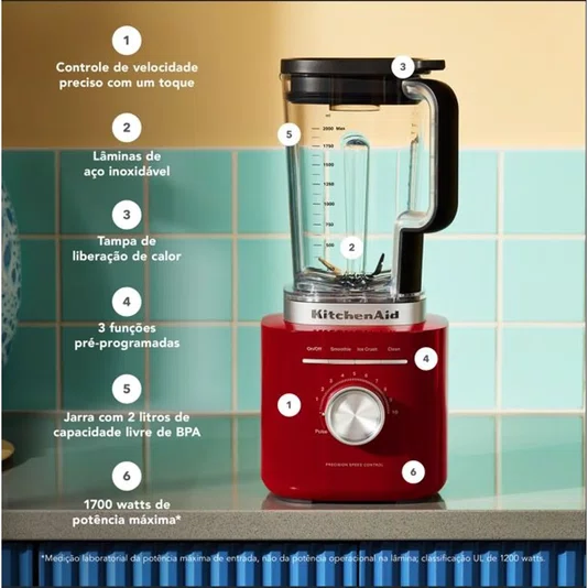 Liquidificador Pure Power 10 Velocidades Empire Red 220v - Kitchenaid
