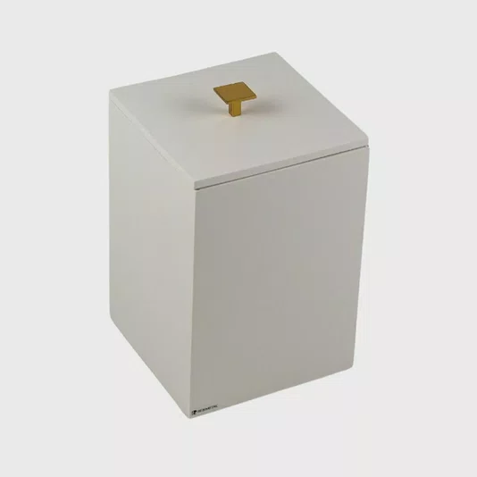 Lixeira Quadrada Linho Fosco 18x27cm Ouro Escovado - Resimetal