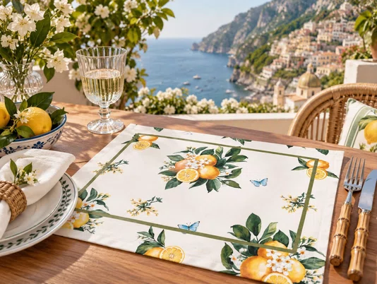 Lugar Americano Estampado em Tecido com Toque de Linho Positano - Mameg